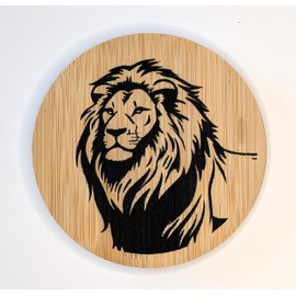 African Safari Animal Wooden Coasters, Set of 4 with Metal Holder, Bamboo Wood, Housewarming New Home Gift