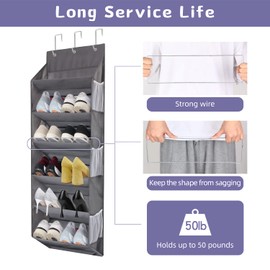 Miracsnail Over the Door Shoe Rack Organizer Hanging Fits 12 Pairs Shoes with 6 Mesh Pockets 6 Deep Large Pockets 50lbs Weight Capacity Behind the Door Storage Organizers for Closet Narrow Door 1 Pack