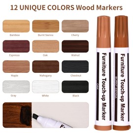 Furniture Repair Kit Wood Markers - Markers and Wax Sticks for Stains, Scratches, Wood Floors, Tables, Desks, Carpenters, Bedposts, Touch Ups, and Cover Ups (25)