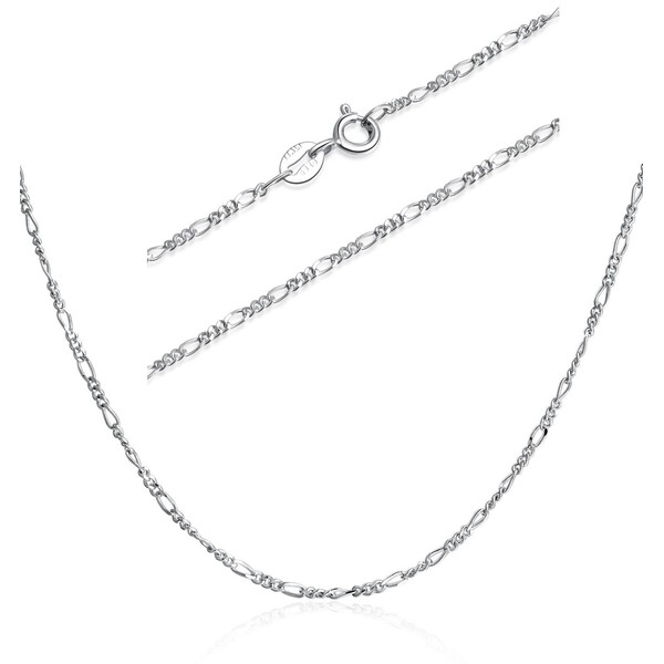 SILBERTALE 925 Sterling Silver Italian Figaro Chain Necklace 1.5mm Width
