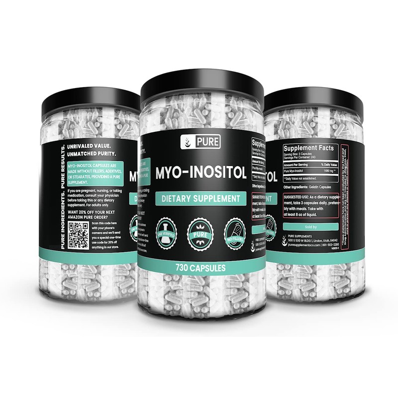 Pure Original Ingredients Myo-Inositol (730 Capsules) No Magnesium Or Rice