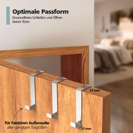 virea 10 x Door Hooks Silver – Coat Hooks for Hanging – Stainless Steel Door Coat Hooks – Hooks for Outside Doors – Coat Hooks for Jackets, Bags, Bathrobe etc.