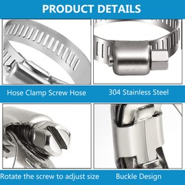 Litensh 13-19mm Stainless Steel Hose Clips, 12PCS Worm Gear Hose Clamps Pipe Clamp, Jubilee Clips Duct Clamp Fuel Line Clamp for Plumbing Automotive Pool Car Pond and Garden