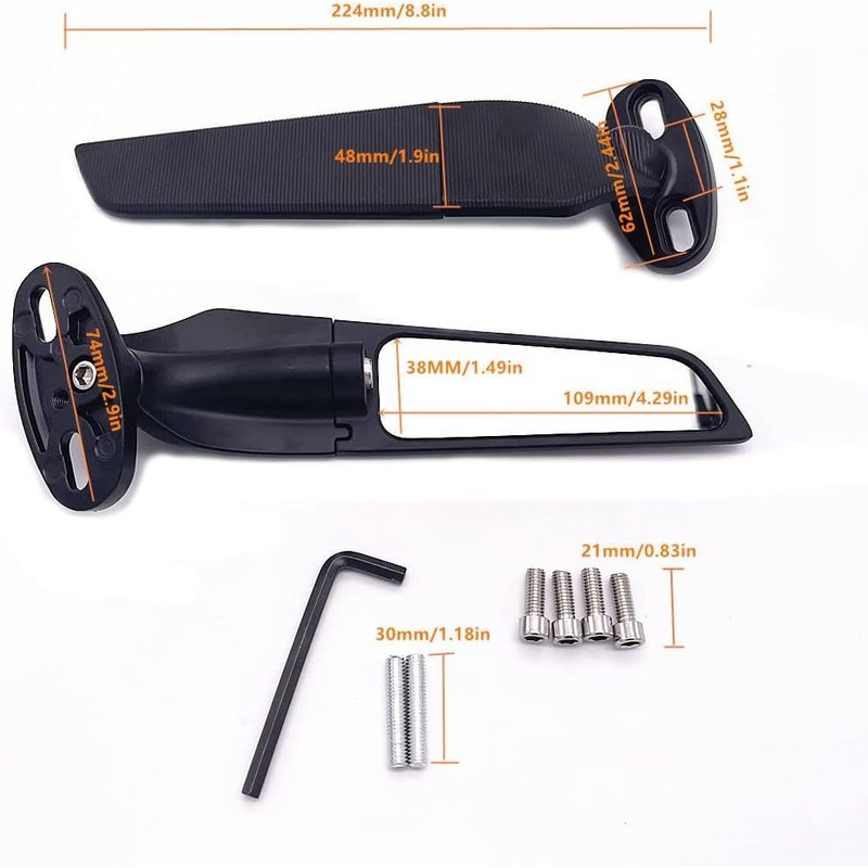 Universal Motorcycle Rear View Mirrors ATV Replacement Side Mirrors 360°