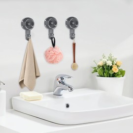 Lvingmax Suction Cup Hooks, Heavy Duty Shower Hooks for Inside Shower, Removable & Waterproof Suction Hook for Bathroom, Kitchen, Wall, Mirror, Window, Door, to Hanging Loofah, Towel, Robes