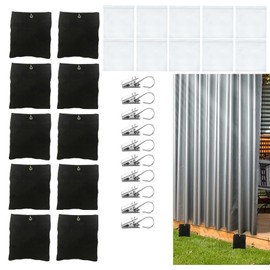10 Pack Outdoor Curtain Weighted Blocks, 15 oz Outdoor Curtain Sandbag Weighted Bags, Curtain Bottom Weighted Bag Retainer Clips for Outdoor Curtains Gazebo Tent Tablecloths