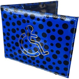 Soft Leather Disabled Badge Holder Wallet Disability Parking Badge Cover Holder by Hithika Disabled Blue Badge Display Holder ((Blue (Polka Dot)))