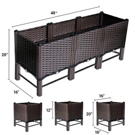 KIFFUN Raised Planter Box with Legs Raised Garden Bed Outdoor Planter Raised Beds Plastic for Flower Vegetable Tomato Herb for Patio Greenhouse Porch Garden Outside