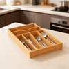 Bamboo Silverware Organizer, Bamboo Kitchen Drawer Cutlery Organizer, Utensil Holder,