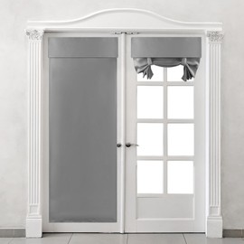 CTDMJ Door Curtain for Living Room, 1 Panel Blackout Curtains Bedroom Thermal Curtains French Door Curtains Windproof Curtain No Drilling Portable Tie Up Shades Window, 26x69-Inch, Grey