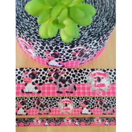 Unbranded 3/8, 5/8, 7/8 & 1.5 Inch (1 YD) Lola th Cow Ribbon La Vaca Lola Hair Bow Ribbon - 7/8"