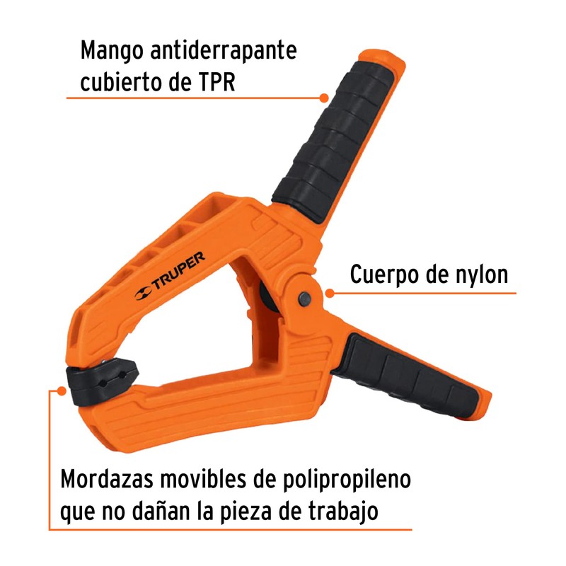Truper PRE-6, Prensa de resorte 6", cuerpo de nylon