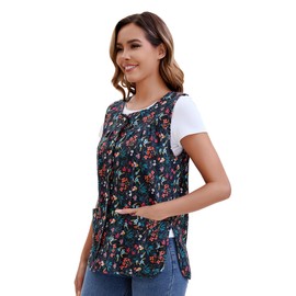 Nanxson Women Cobbler Apron Cotton Smock with 2 Patch Pockets, Printed Apron with Buttons for Work Chef kitchen