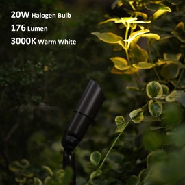 GOODSMANN Low Voltage Landscape Spotlight 20W Halogen Spot Light 12V AC 176 Lumen Outdoor Landscape Lighting with Connector and Metal Spike Stake 3000K Warm White for Garden, Lawn, Walkway