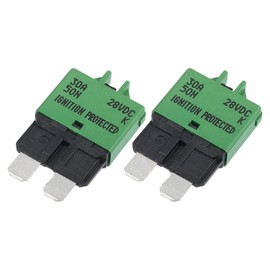 A ABSOPRO Vehicle Marine Metal Grain 30A 28V Manual Resettable Blade Style Fuse Set of 2