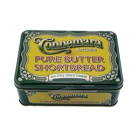 JC Walsh and Sons Pure Butter Shortbread Cookies Connemara Kitchen Irish Biscuits Vintage Green and Yellow Reusable Tin Ireland Souvenirs Gift Box