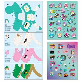 Squishmallows Creative Colouring Kit - 48 Pages of Colouring Fun with 2 Books, Puffy Stickers, Press-Out Characters, and A3 Poster