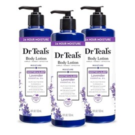 Dr Teal's 24 Hour Moisture + Loción corporal, aceite esencial de lavanda, 18 onzas líquidas (paquete de 3)