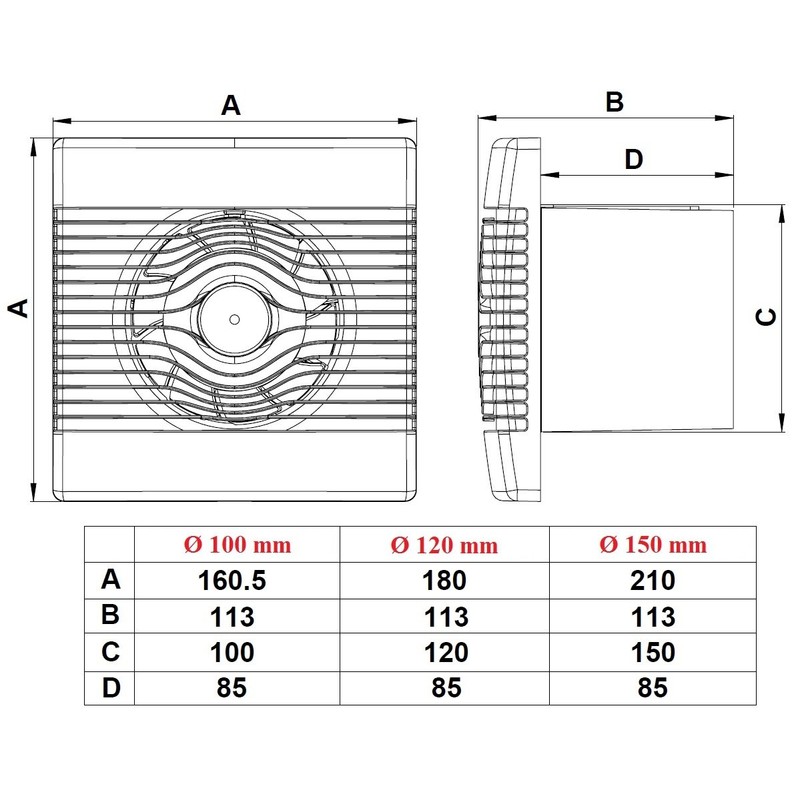Premium Bathroom Bathroom Ceiling Fan White Front Ø 100 mm