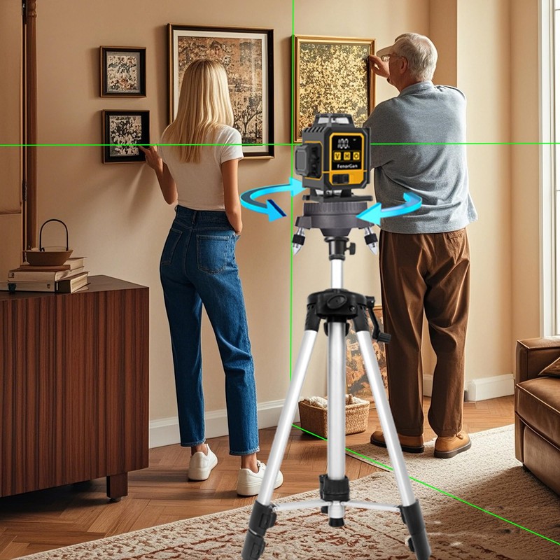 Laser level pole telescoping with electric rotating base 13.8 feet/4.2M