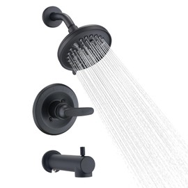 Tesorish Replacement Faucet Shower Trim Kit for Delta 1300/1400 & 13/14 Series, High Pressure 9-Setting Rain Shower Head with Tub Spout - Matte Black (Valve/Cartridge Not Included)