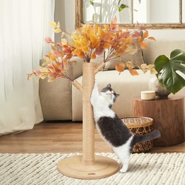 Cat Scratching Post 41.7" Tall Scratching Post for Indoor Cats Cute Cat Scratcher with Cat Bed Cat Tree Wrapped Sisal Rope Large Cat Scratching Post with Tree Bed