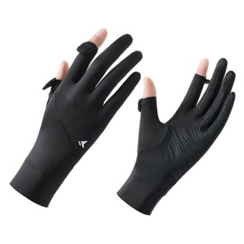 UV Sun Protection Gloves Women Touchscreen Non Slip Driving Gloves, Full Finger Ice Silk Thin Gloves for Travel Golfing Running (black, One Size)
