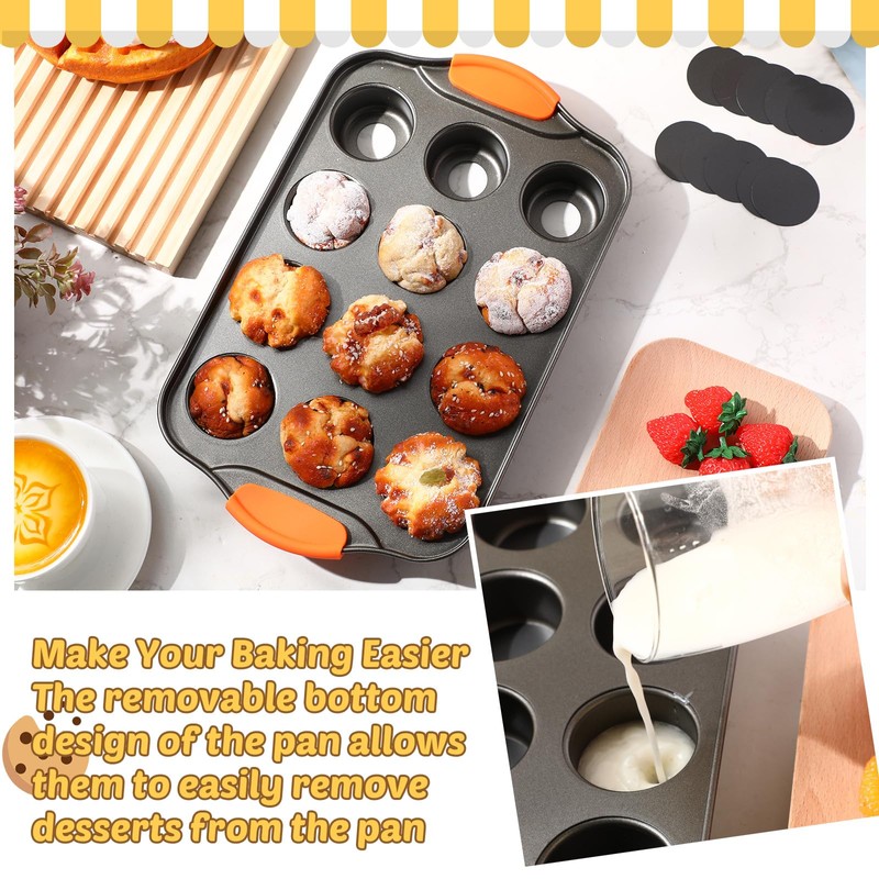 Uiifan 3 Pack Mini Cheesecake Pans Removable Bottom 12 Cavity