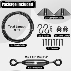 Anti-Sag Gate Kits for Wooden Fence, Anglecai Gate Support Cable Kit for Wood Gate Door Repair Kit, Anti-Sagging Fence Gate Kit Hardware for Wooden Fence Gate Sag Frame Kit