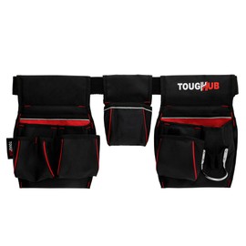 ToughHub Work Tool Belt Pouch with 1680D - Heavy Duty Adjustable Tool Belts for Men - Tool Storage Belt for Electricians, Carpenters, Plumbers & Construction with Hammer Loop