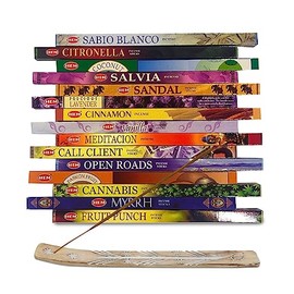 Hem Incense Sticks Variety Pack of 15 Randomly Selected fragrances,8 Sticks Each, Total 120 Sticks with Raajsee Incense Holder