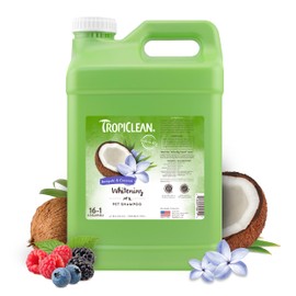 TropiClean Whitening Dog Shampoo, Professional Dog Shampoo, Whitening & Brightening, For All Coat & Color Types, Puppy Safe, Made in USA, 2.5 Gallon