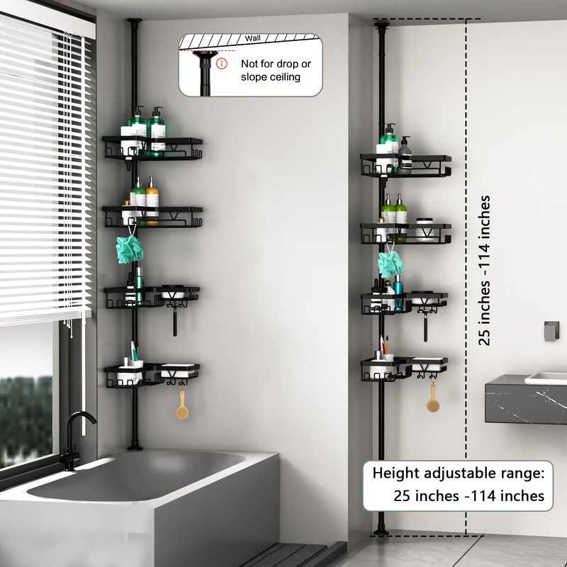 DAOYA Corner Shower Caddy Tension Pole - 4 Tier Stainless