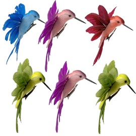 BANBERRY DESIGNS Hummingbird Clip-on Christmas Ornaments - Assorted Colors - Craft Birds Set of 6 Humming Birds - DIY Wreaths Centerpieces Home Décor 4.5" W