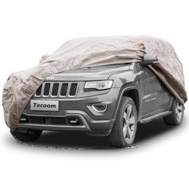 Tecoom Thick Shell Super Breathable-Waterproof Windproof Snow Sun Rain UV Protective Outdoor All Weather SUV Car Cover Fit 191-205 inches SUV