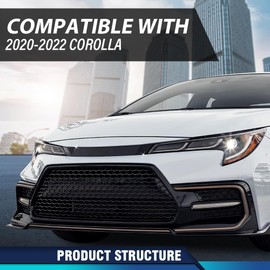 PIT66 Front Bumper Upper Grill Molding Trim Compatible with Toyota Corolla SE XSE Sedan 2020 2021 2022 5314102180 TO1210115 Glossy Black