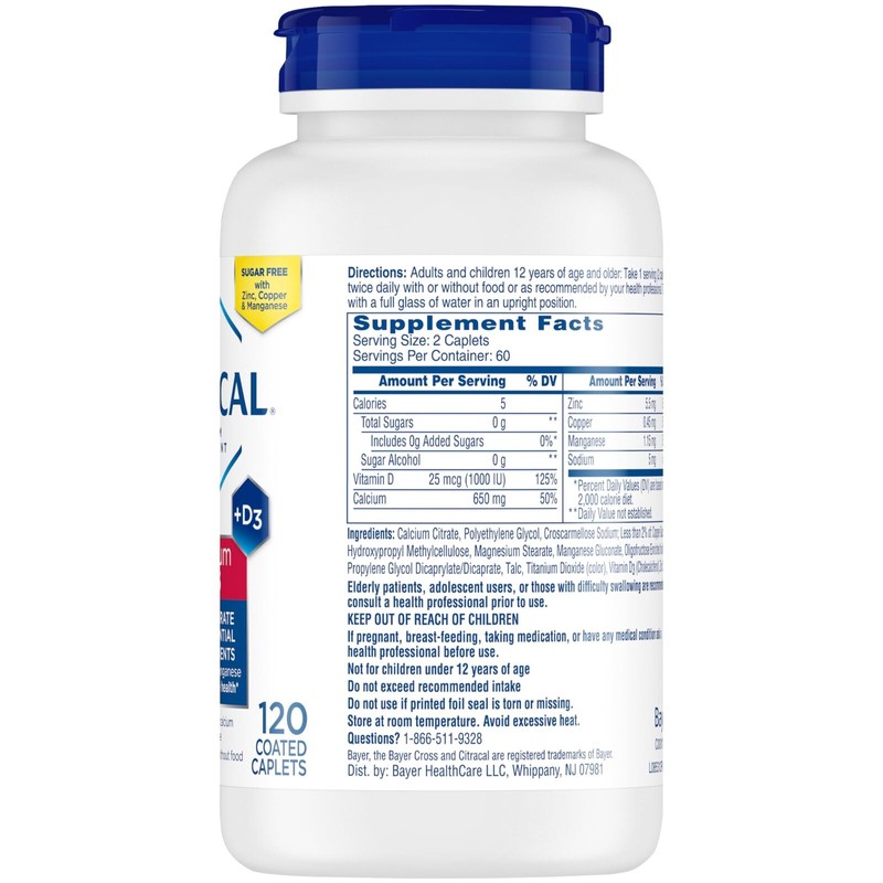 Citracal Maximum Plus Calcium Supplement 120 Count Supports Bone Health