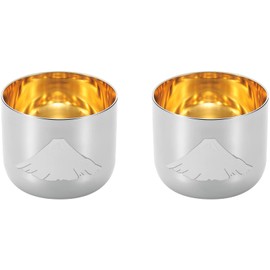 Yokoyama EJG-700 Japanese 3.4 fl oz (100 ml), Warm Drinking Guinaku, Red Fuji, Gold Plated, Inner Surface, 2 PC