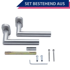 APECS Door Handles Oval Rosette Stainless Steel for Front Door and Interior Doors Handle Set L-Model H-0904