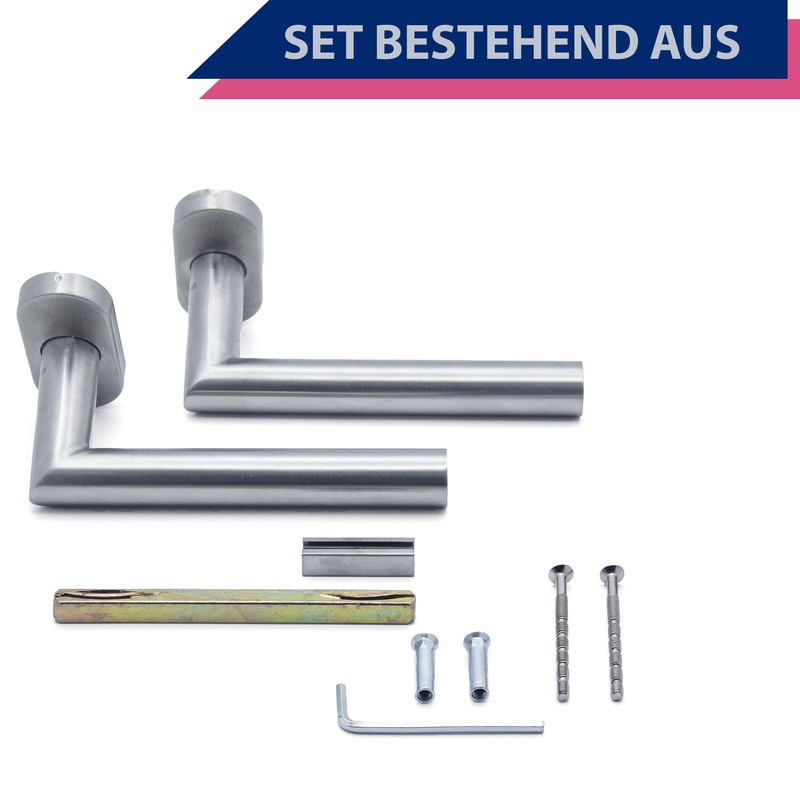 APECS Door Handles Oval Rosette Stainless Steel for Front Door