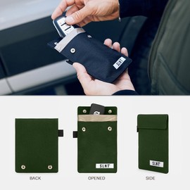 SLNT Signal Blocking Faraday Key Fob Case with Silent Pocket - Car Anti Theft Device Shields Against All Signal Types, Includes RFID Blocking & Durable Faraday Bag, Fits Most Keyfobs (Olive, X-Small)