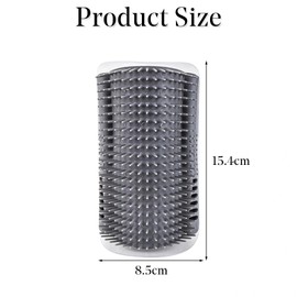 Cat Self Groomer,Soft Cat Wall Corner Massage Comb Grooming Tool,Pet Wall Corner Groomers,Pet Grooming Massage Scratcher Comb,Cats Brush Scratcher for Long Short Fur Cats Grey