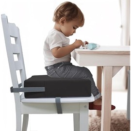 Booster Seat for Dining Table, PU Anti-Scratch Easy Cleaning Kids Toddler Booster Seat for Table, Portable Increasing Booster Cushion with Non-Slip Bottom and Adjustable Elasticity Straps