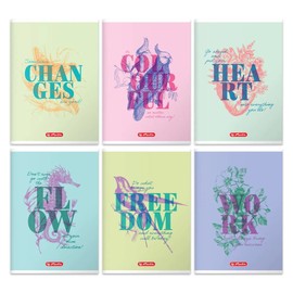 Herlitz® Brulion Exercise Book A5 Squared 60 Sheets Nature Motivation Soft Cover Notebook Sketchbook for Writing Calligraphy School Work Students Universal