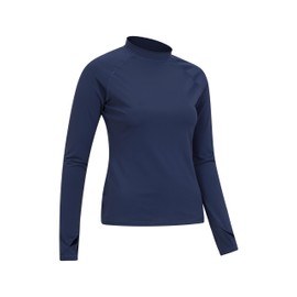 Mountain Warehouse Womens Long Sleeve Rash Vest - SPF50+ Sun Protection Ladies Rash Guard, Quick Drying Rash Top, Flat Seams, Stretchable - for Swimming, Navy Women's Size 10