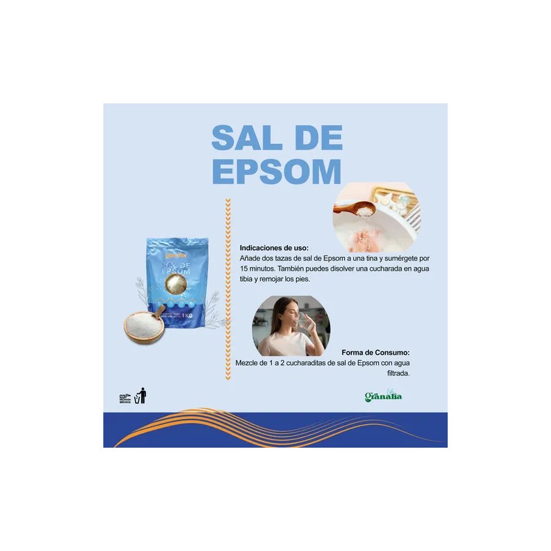 Sal De Epsom (sulfato De Magnesio) 2 Bolsas De 1