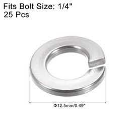 sourcing map Split Lock Washer, 1/4-Inch 304 Stainless Steel Spring Lock Washer 25pcs