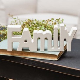 Hearthside 'Family' White Wood Word Art Block Sign