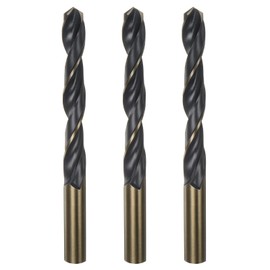 sourcing map 3pcs Jobber Drill Bits 13.5mm (17/32") Black Nitride & Gold Titanium Coated High Speed Steel (HSS) 4341 Twist Drill Bits for Stainless Steel Copper Aluminum Alloy Metal