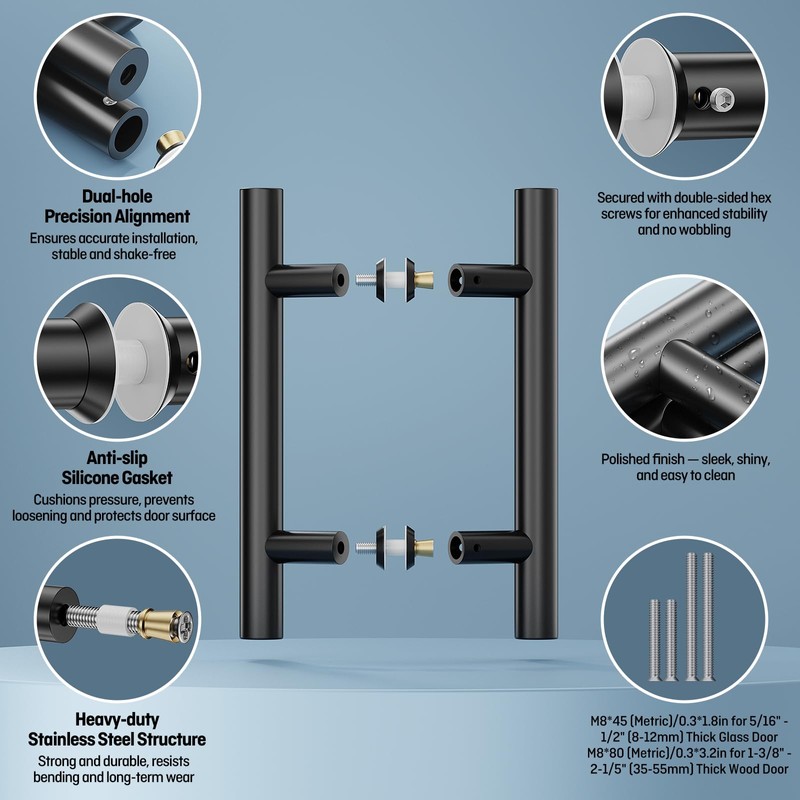 Ranbo Matte Black 6" (CTC) Back to Back Shower Door